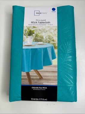 Mainstays Teal PEVA Round Tablecloth - 70 in
